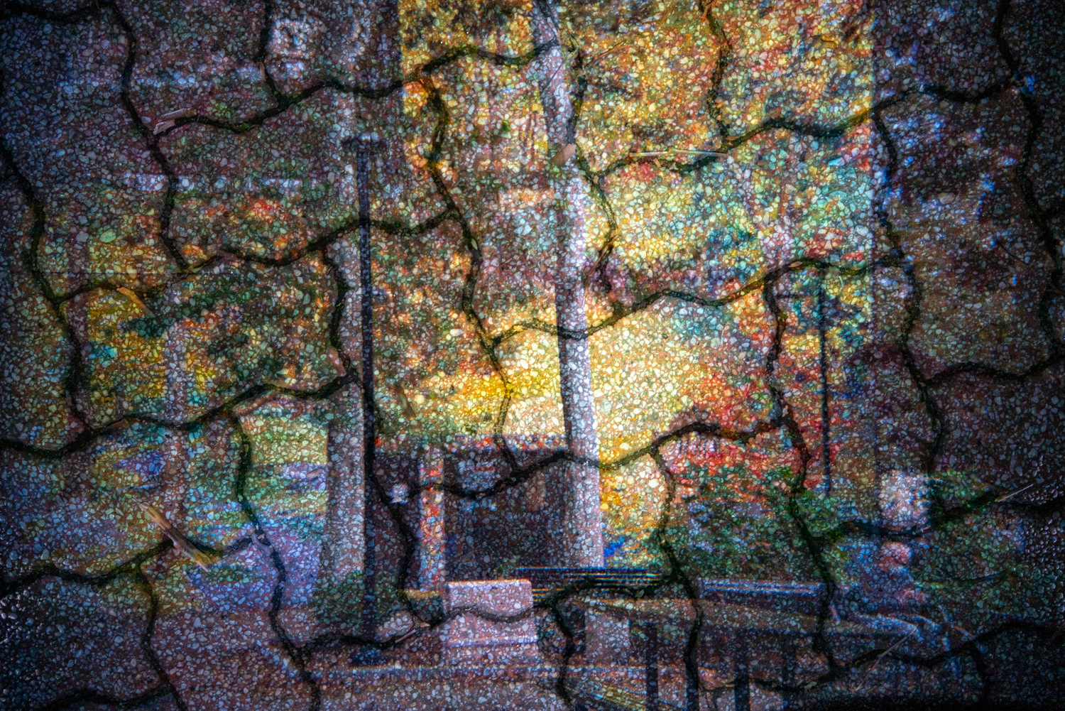 Camera Obscura photo of Palumbo Park next to Fleisher Art Memorial with their fall mural